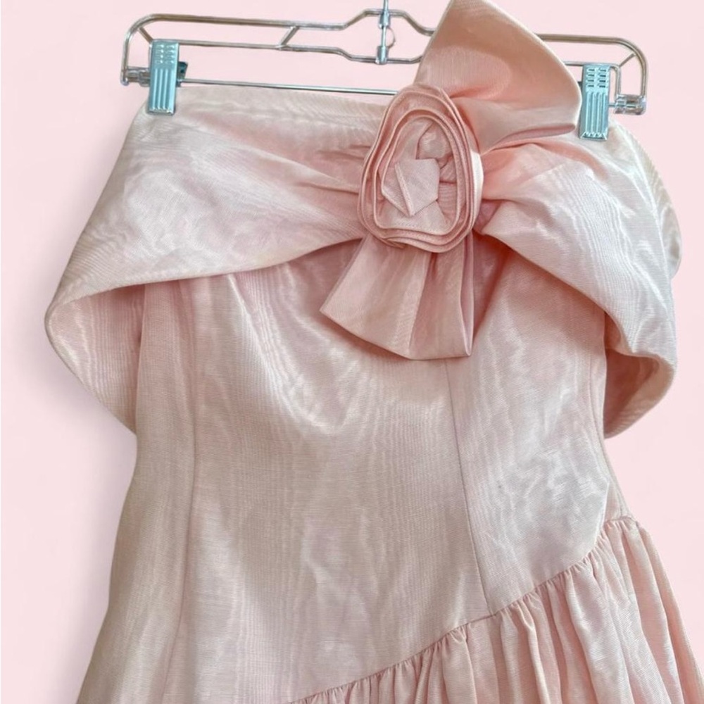 1980s Vintage Jessica McClintock Gunne Sax Pink Rosette Dress